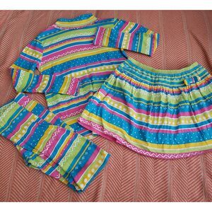 Crazy 8 Bold Colorful Striped 3pc Lot Sz 14 Whimsy/Winter/Portraits